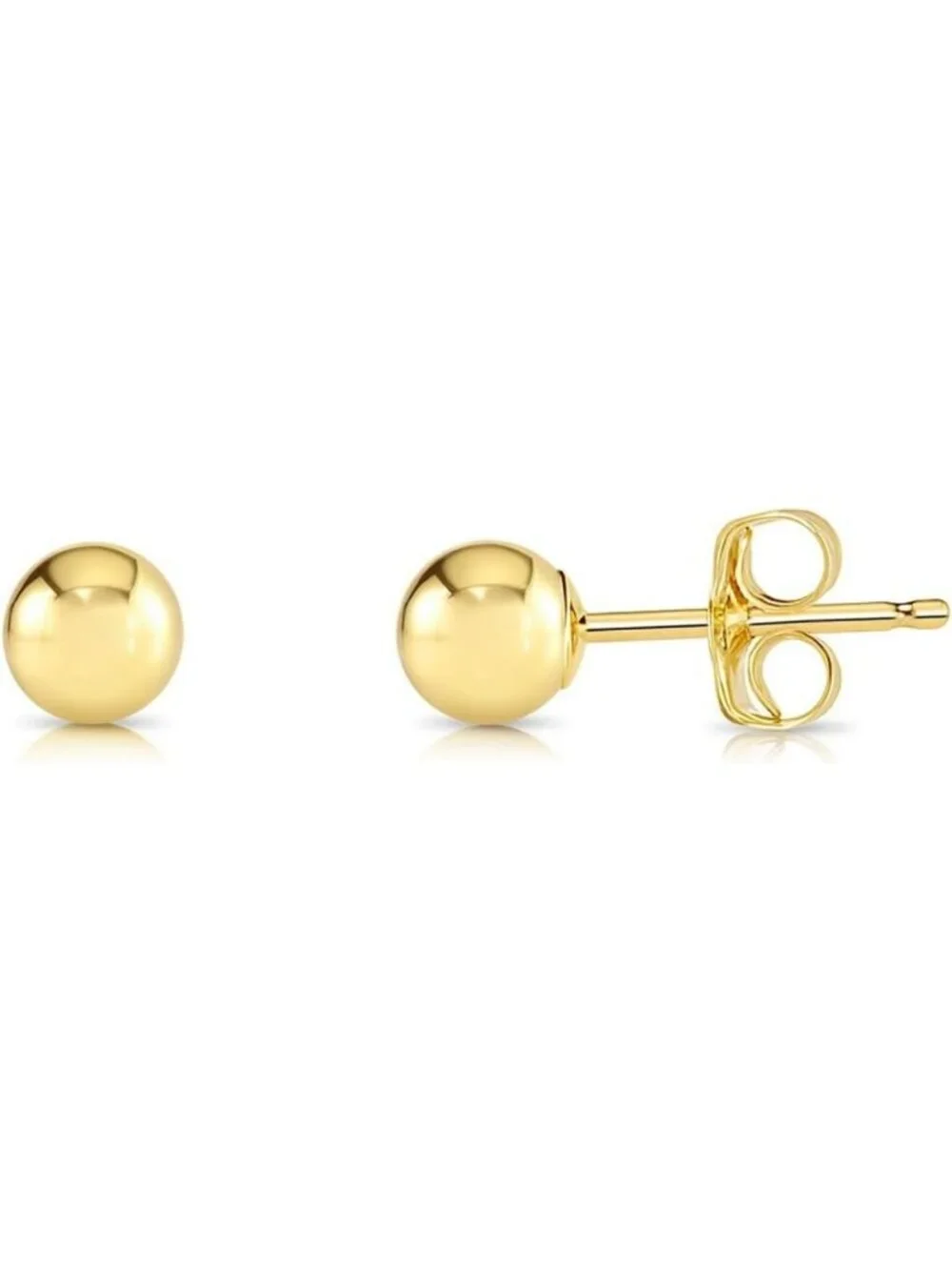 Elegant 14k Yellow Gold Polished Ball Stud Earrings with Secure Butterfly Back